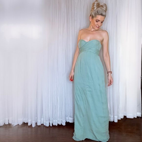 Green Silk J Crew Formal Bridesmaid Gala Dress - Picture 7 of 8
